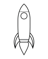Cute and funny coloring page of a rocket. Provides hours of coloring fun for children. To color this page is very easy. Suitable for little kids and toddlers.