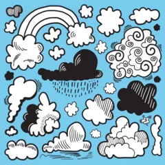 Rolgordijnen Set of Design Elements Sun, Clouds, Rain, Rainbow. hand draw the weather collection. © sheril