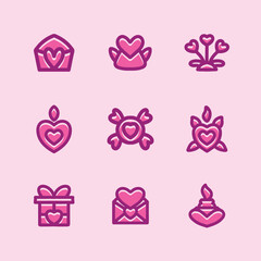 Valentine Day Icon Set Symbol Design illustration vector Emblem
