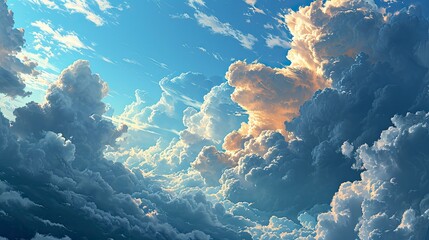 Panorama Blue Sky White Clouds Over, Background Banner HD