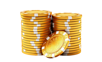 Gold poker chips cut out