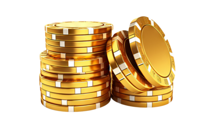 Gold poker chips cut out