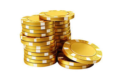 Gold poker chips cut out
