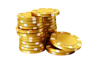 Gold poker chips cut out