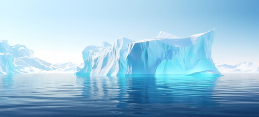 Crisis concept Global warming and melting glaciers, Iceberg in the ocean with a view underwater, Crystal clear water, Hidden Danger, before complete climate change