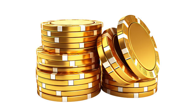 Gold poker chips cut out