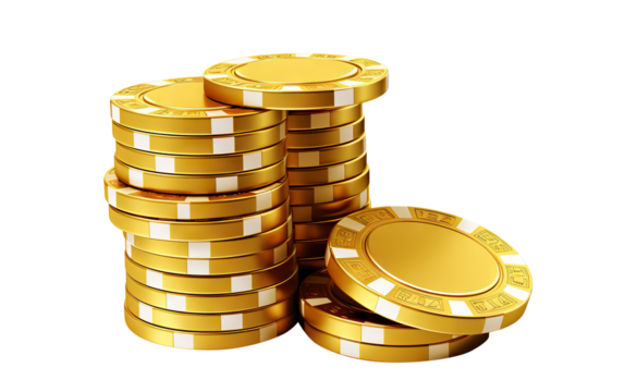 Gold poker chips cut out