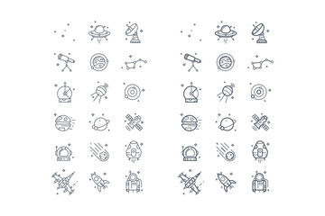 vector icons set about space and science
