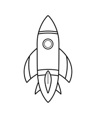 Cute and funny coloring page of a rocket. Provides hours of coloring fun for children. To color this page is very easy. Suitable for little kids and toddlers.