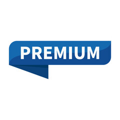 Premium In Blue Rectangle Ribbon Shape For Quality Information Promotion Social Media Business Marketing
