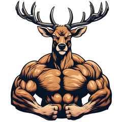 Muscular deer illustration. Suitable for fitness logos, bodybuilders, gym athletes