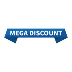 Mega Discount In Blue Ribbon Rectangle Shape For Sale Advertising Social Media Business Marketing Information

