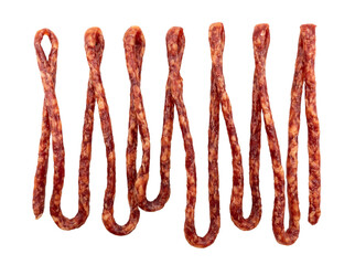 Smoked sausage isolated on white background. Sausages