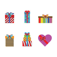 gift box icon collection. isolated white background. vector illustration