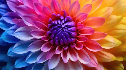 Fotobehang Macrofotografie macro close-up photography of vibrant colorful flower, generative AI