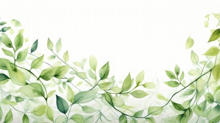 Beautiful green leaves white background, generative AI