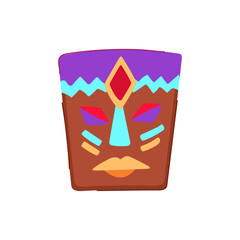 tiki tribal mask cartoon. totem africa, hawaiian tribe, zulu pole tiki tribal mask sign. isolated symbol vector illustration