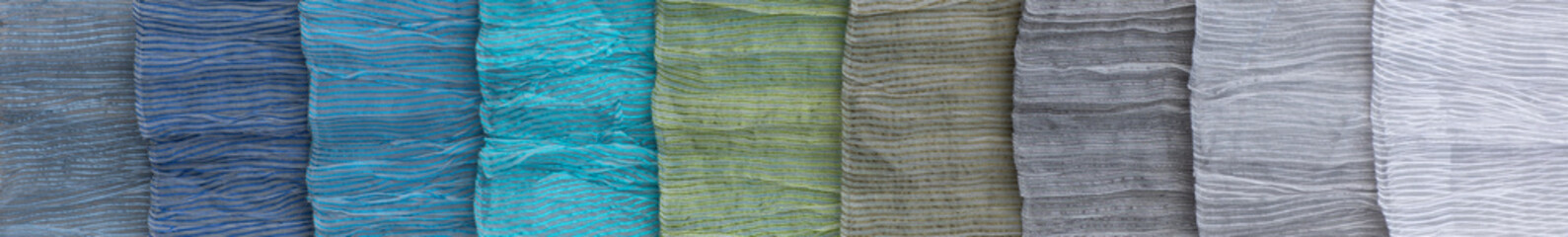 Colorful upholstery fabric samples in store