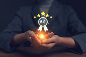 The after-service rating concept to assess the satisfaction of those receiving services. - obrazy, fototapety, plakaty