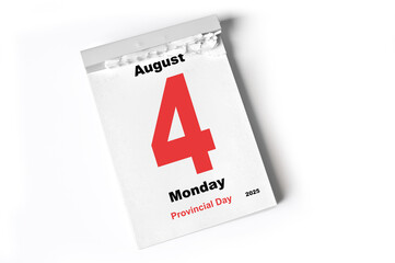 4 . August 2025  Provincial Day