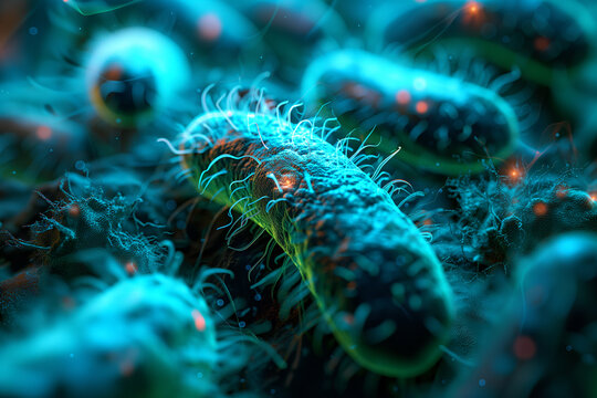 Digitally rendered 3D image of gut bacteria