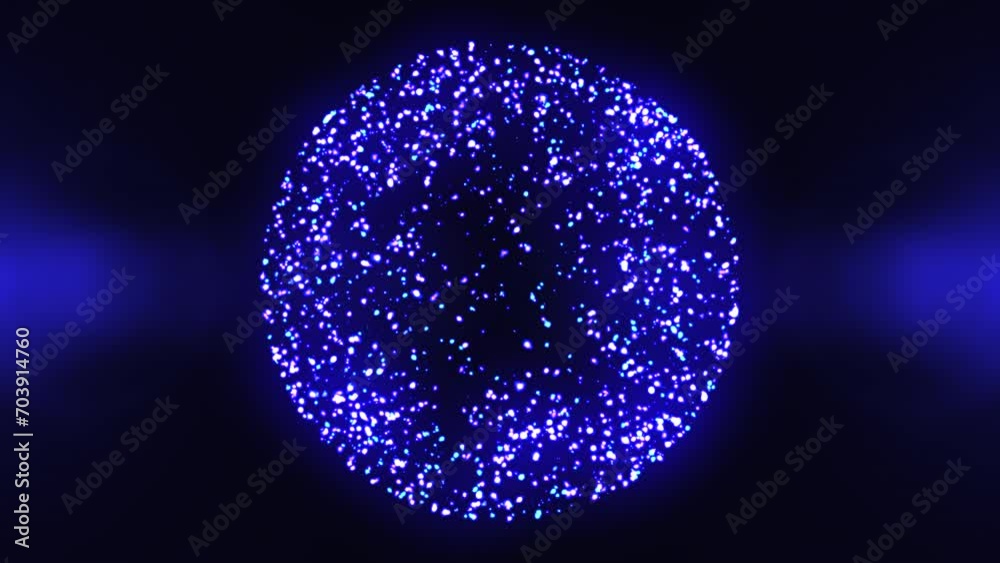 Wall mural bright futuristic particle 3d sphere in the universe. abstract energy orb of seamlessly moving parti