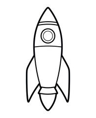 Cute and funny coloring page of a rocket. Provides hours of coloring fun for children. To color this page is very easy. Suitable for little kids and toddlers.