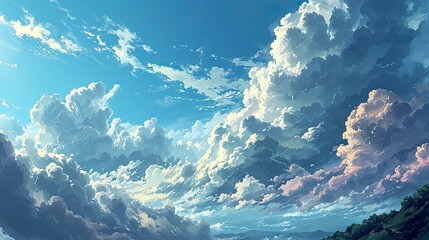 Fototapeta na wymiar Sky Blue Background Clouds, Background Banner HD