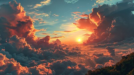 Sky Replacement Composition Low Sun Horizon, Background Banner HD