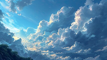 Fototapeta na wymiar Soft White Cloud Blue Sky Background, Background Banner HD