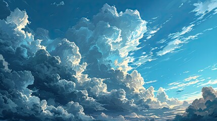 Fototapeta na wymiar Soft White Clouds Against Blue Sky, Background Banner HD