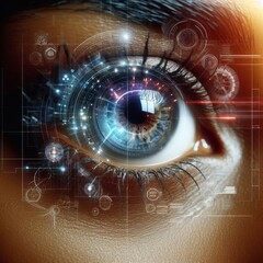 Human eye with using the graphical user interface technology.