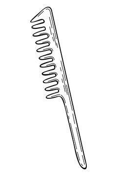 recommend clip art: Sketch hair comb. Barber brush. Hand drawn line art illustration.