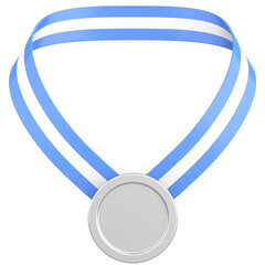 3D medal. Silver Medal. 3D illustration.