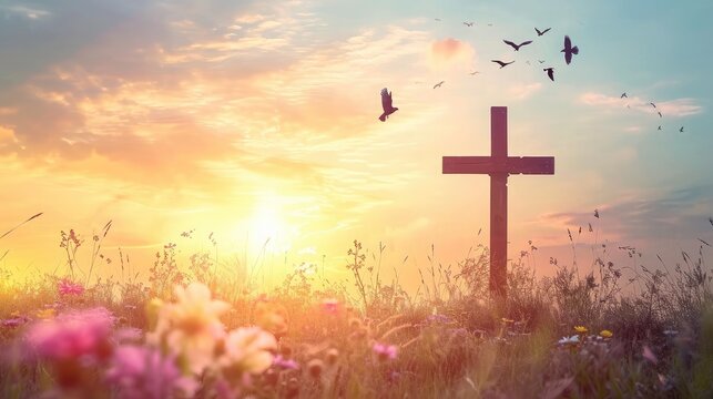 Background image for the church office: The Cross symbol of God, christian, easter and funeral.