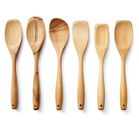 Symphony of Spoons, A Mesmerizing Array of Six Wooden Utensils Aligned in Perfect Harmony
