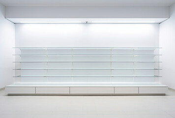 White Room With Shelves and Lights, Simple, Functional, and Versatile Storage Space