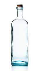 Glass Bottle With Wooden Lid on White Background
