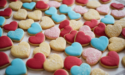 Fototapeta na wymiar Cute heart shaped cookies. Valentine's Day