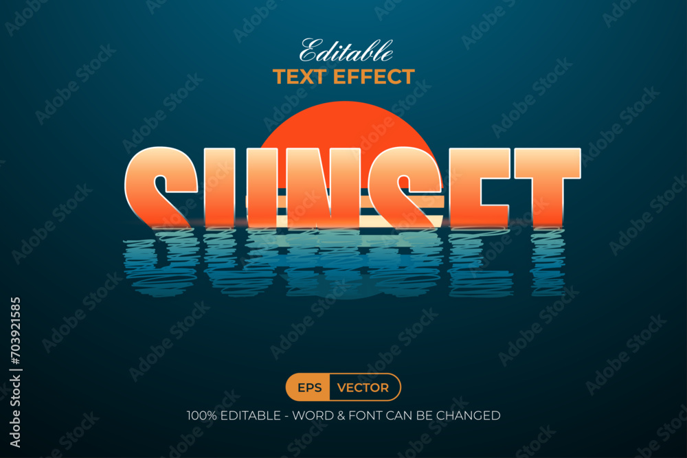 Poster sunset text effect style. editable text effect.