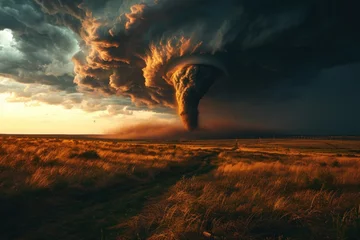 Foto op Plexiglas Dramatic tornado forms over rural landscape © Sergio Lucci