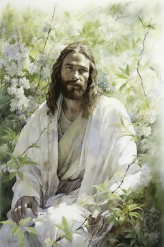 Watercolor illustration of Jesus Christ in 
