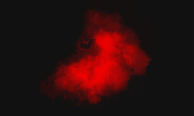 abstract red powder explosion on black background. Red smoke on black. Colorful smoke close-up on a black background. Red cloud of smoke. Red Heart. abstract colored dust explosion