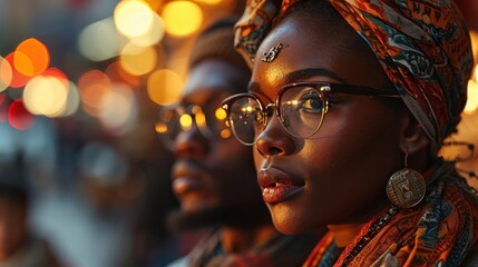 The Veiled Visionaries, A Dazzling Collective of Women Adorned With Head Scarves and Glasses - obrazy, fototapety, plakaty