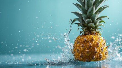 Tropical Euphoria, Captivating Pineapple Dives Into the Azure Waters, Creating a Splash of Refreshment