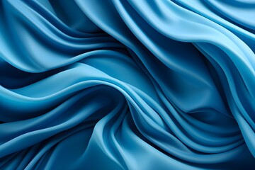 Obraz premium Blue wavy background with various silky folds