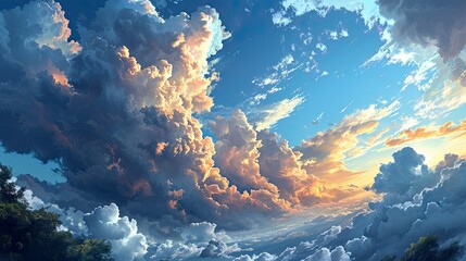 White Fluffy Clouds On Blue Sky, Background Banner HD
