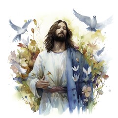  illustration of Jesus Christ, easter background, easter holiday 