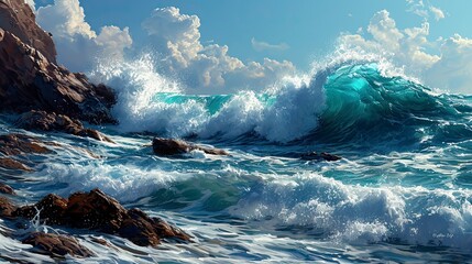 White Wash Small Wave Crashing, Background Banner HD