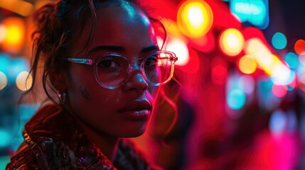 Luminous Visions, A Spectacled Empress Illuminating the Night on an Urban Stage